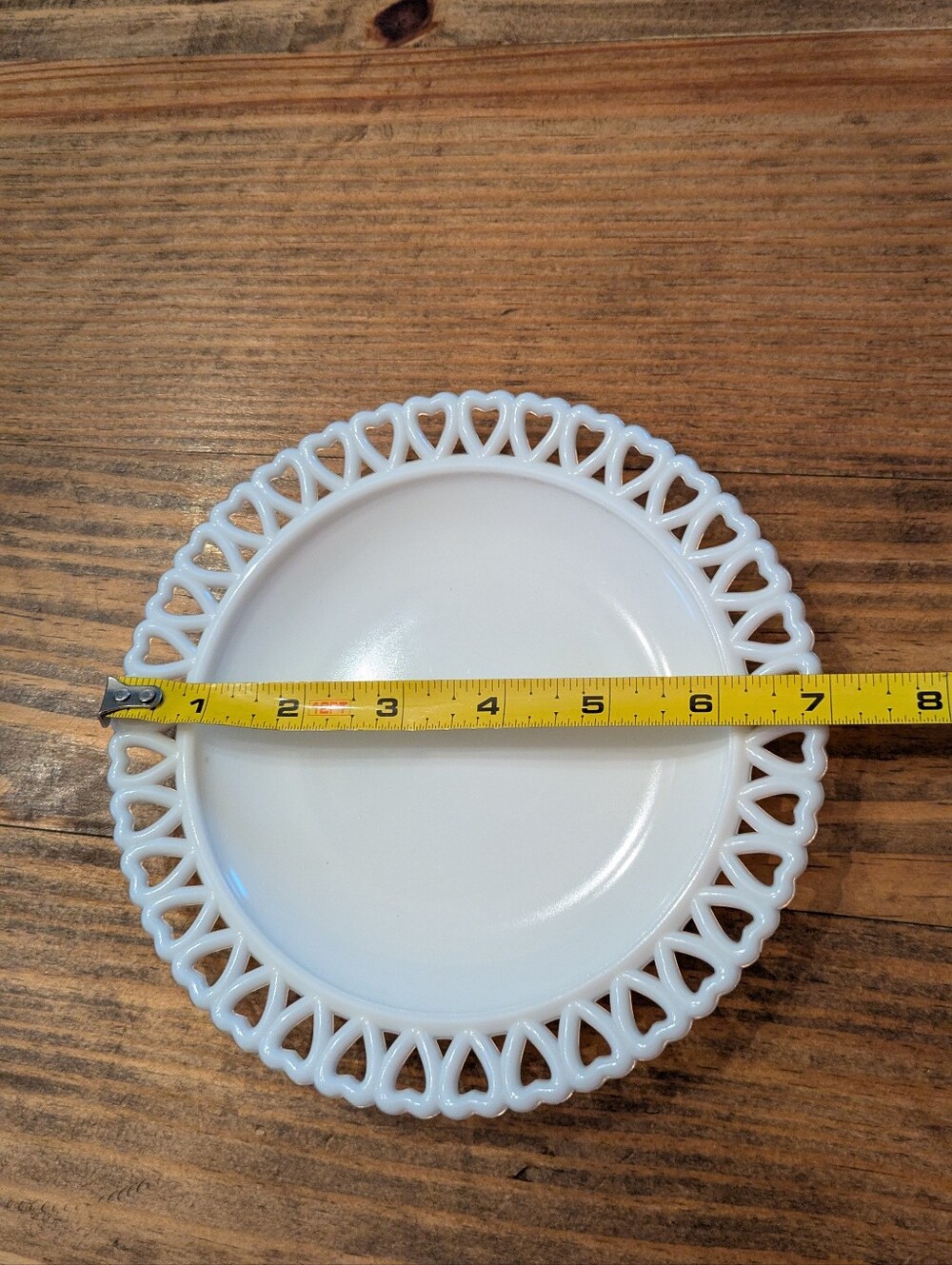 VTG 1950s Gunnar Ander/ Lindshammar Sweden Milk Glass Heart Lace Plate - Picture 4 of 5